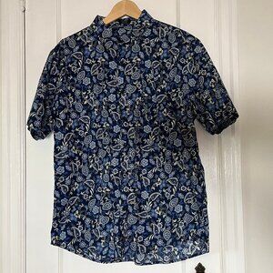 COOFANDY Paisley Cotton Short Sleeves Shirt L Large